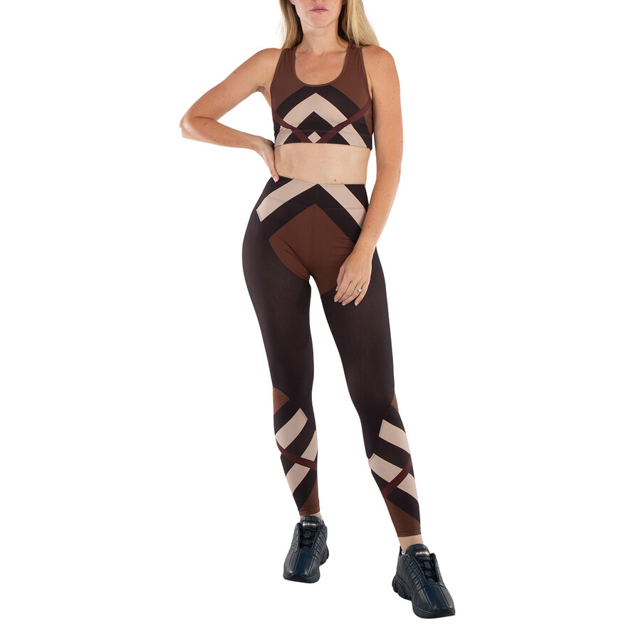 Burberry Dark Birch Brown Immy Chevron Check Print Cropped Top - 6