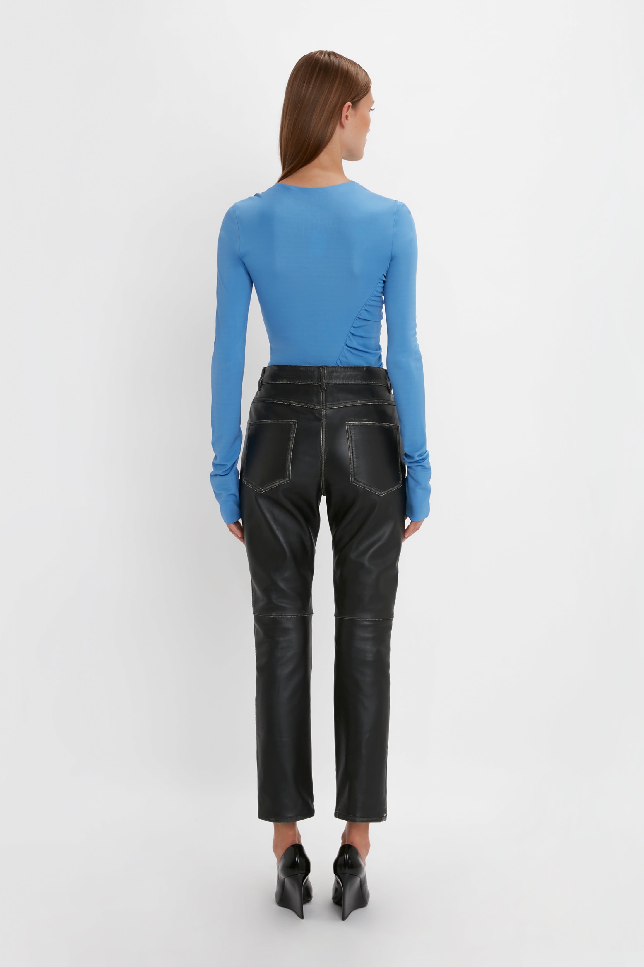 Tie Detail Top In Oxford Blue - 4
