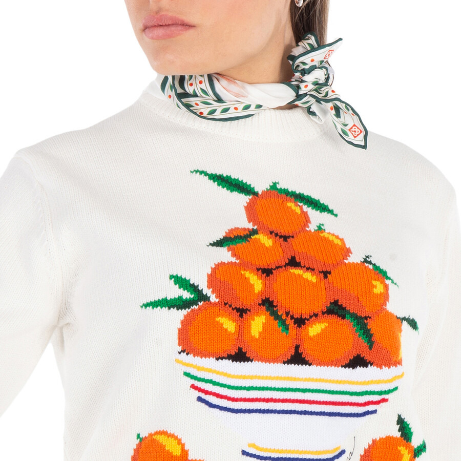 Casablanca Ladies Orange Silk Scarf In Fleur - 2