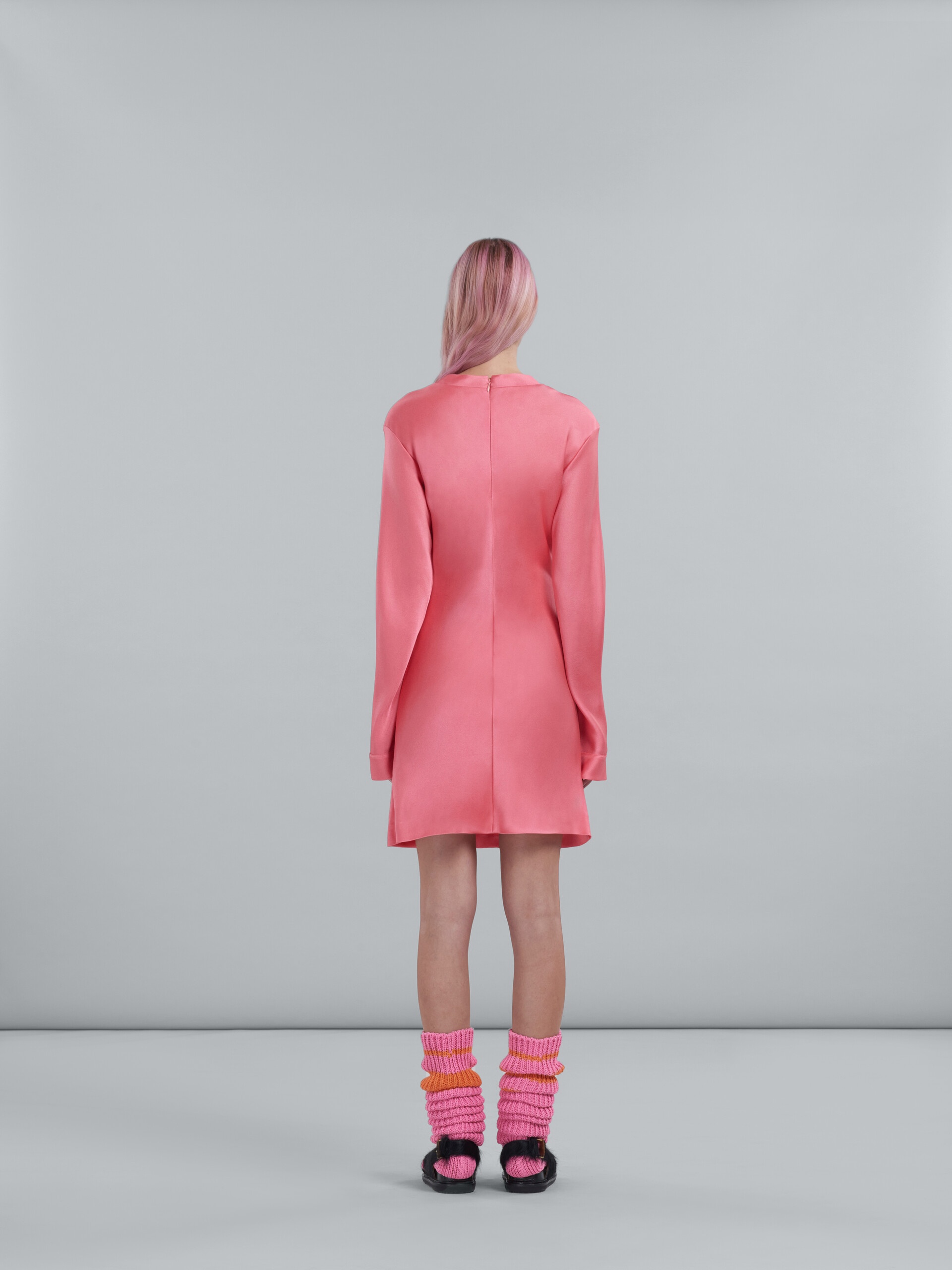 PINK CRÊPE SATIN MINI DRESS - 3