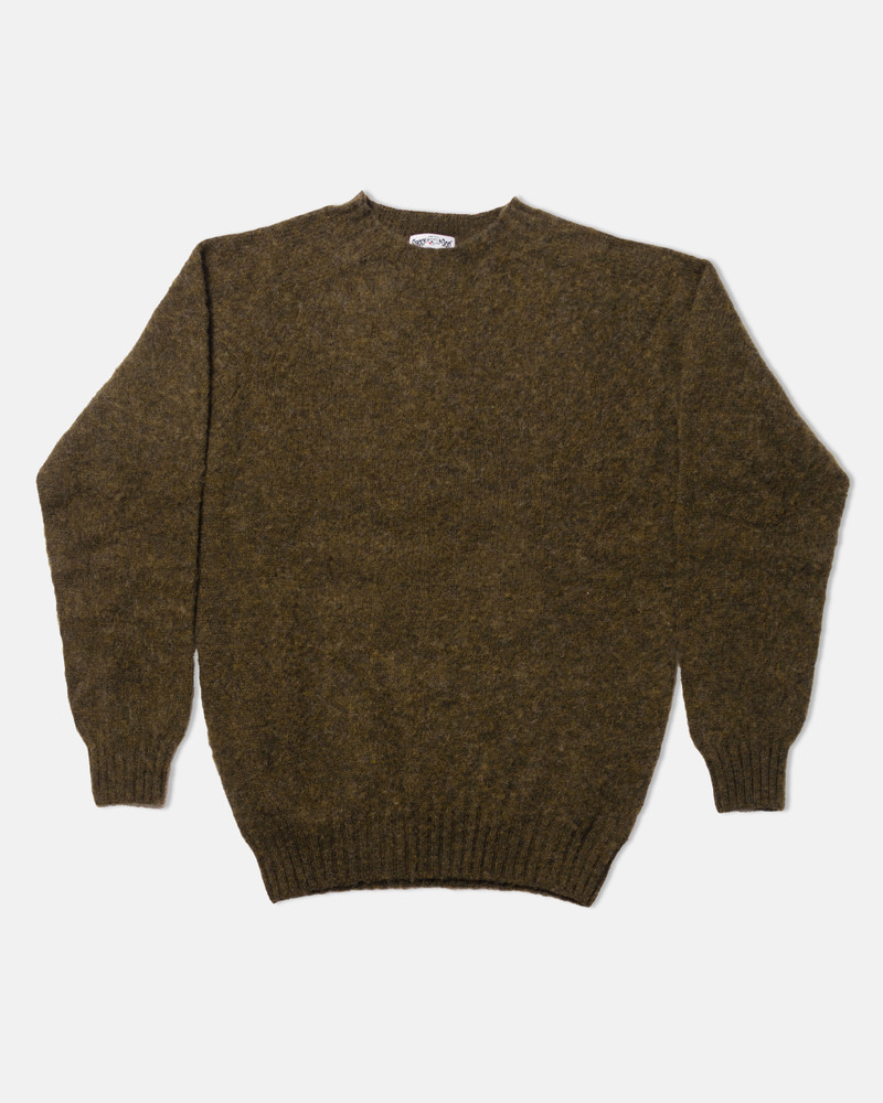 MADE-IN-SCOTLAND OLIVE SHAGGY DOG SWEATER - CLASSIC FIT 1