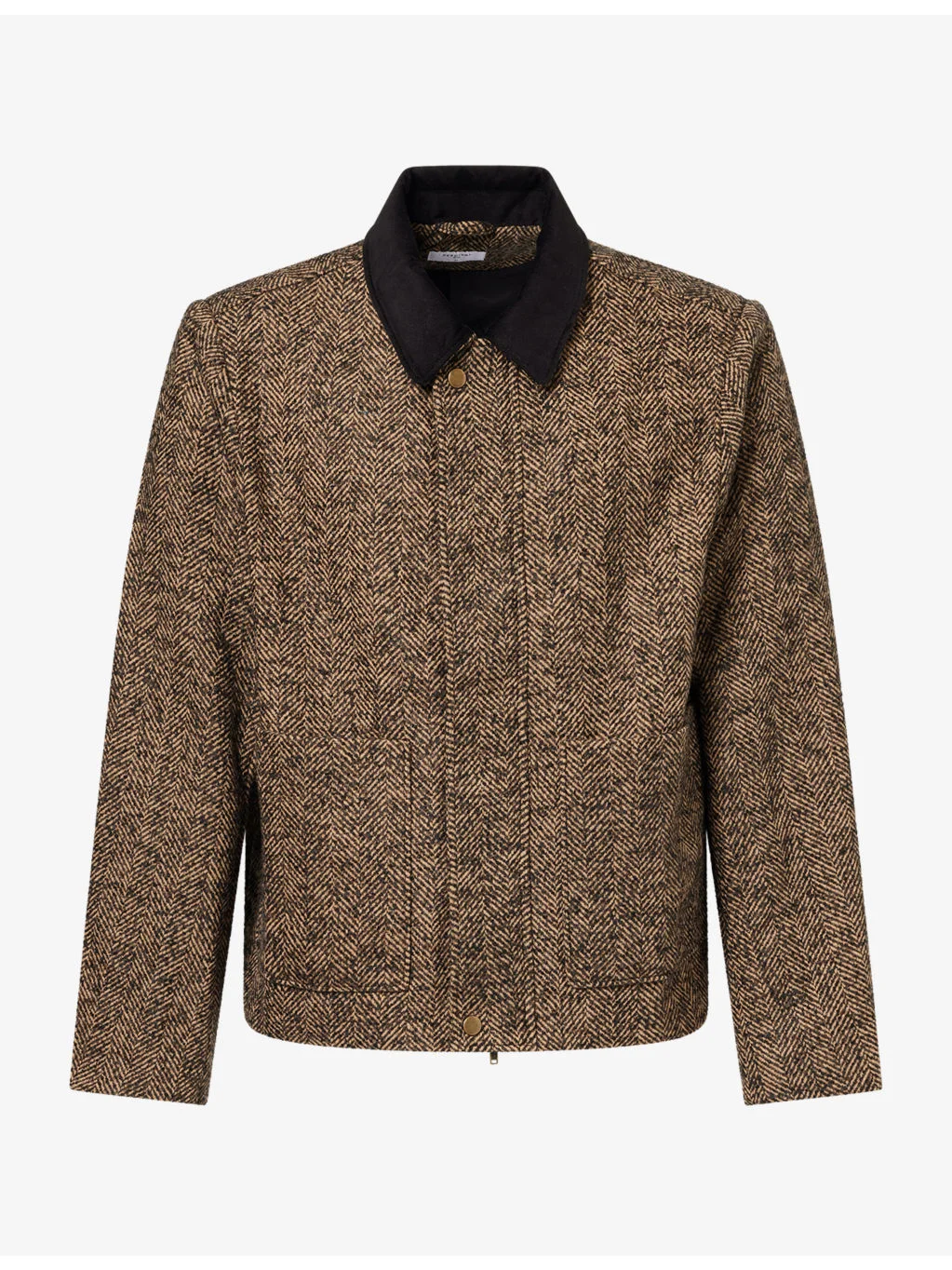 Boxy Herringbone Woven Jacket - 1