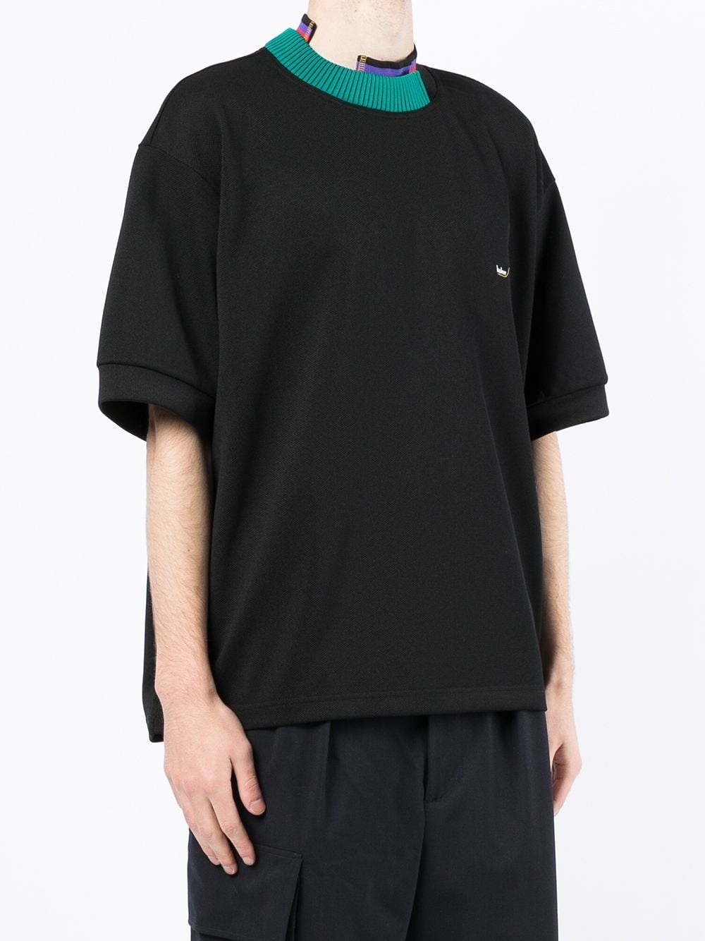 deconstructed neckline T-shirt - 3