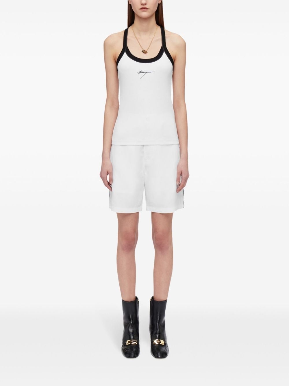 logo-embroidered cotton tank top - 2