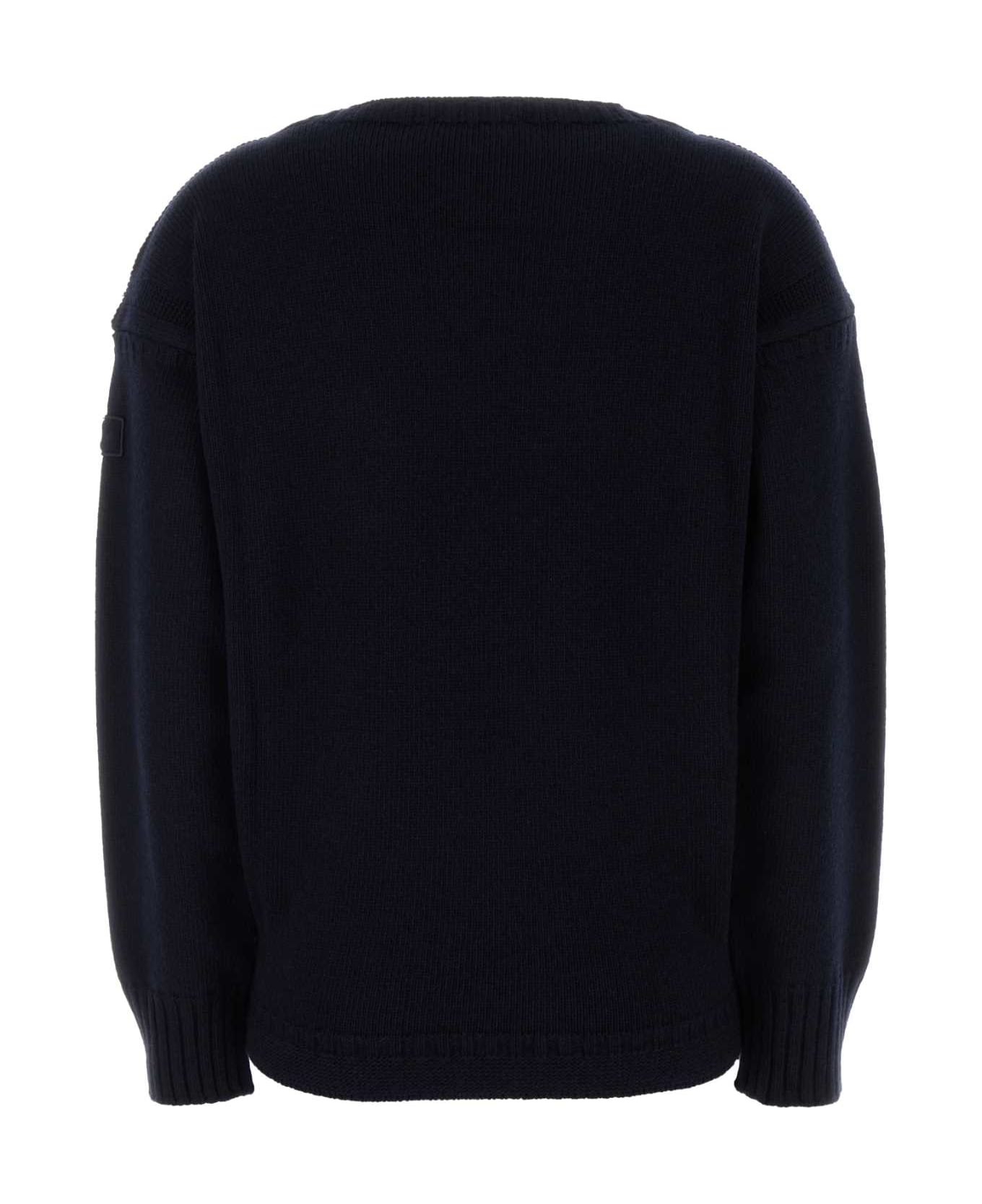 Dark Blue Wool Blend Sweater - 2