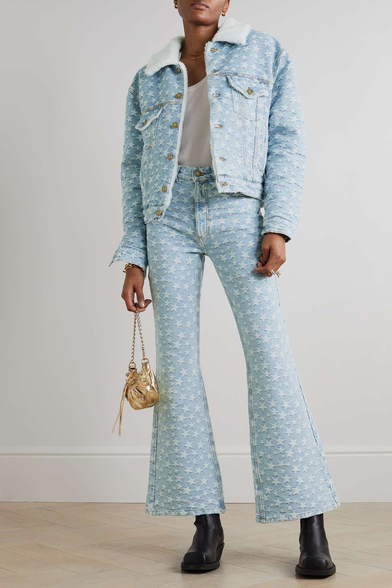 Fleece-trimmed denim-jacquard jacket 5