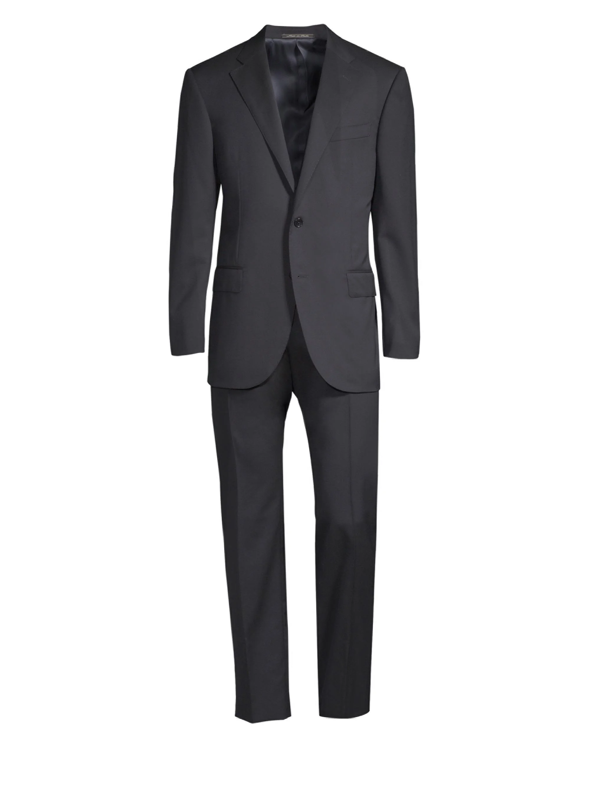 Men's Regular-Fit Solid Woven Wool Suit - Dark Blue - 1