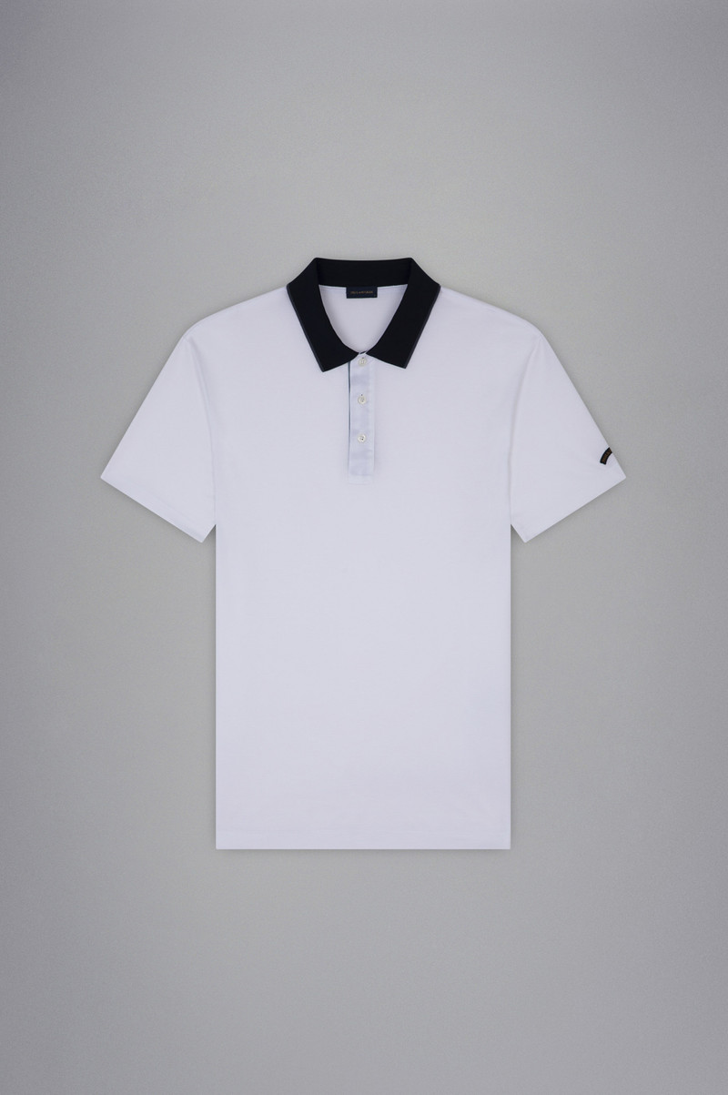 COTTON PIQUE POLO SHIRT WITH OVERSIZE TRICOLOUR DETAILS - 1