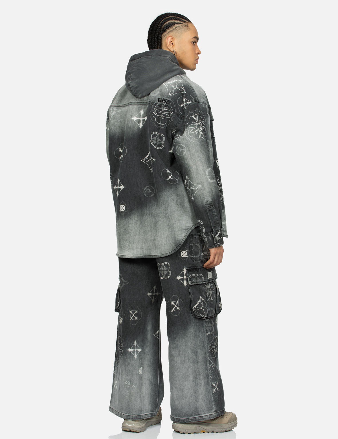 TIE-DYE KAMON AND SEAGULL PRINT REGULAR FIT SHIRT JACKET - 4