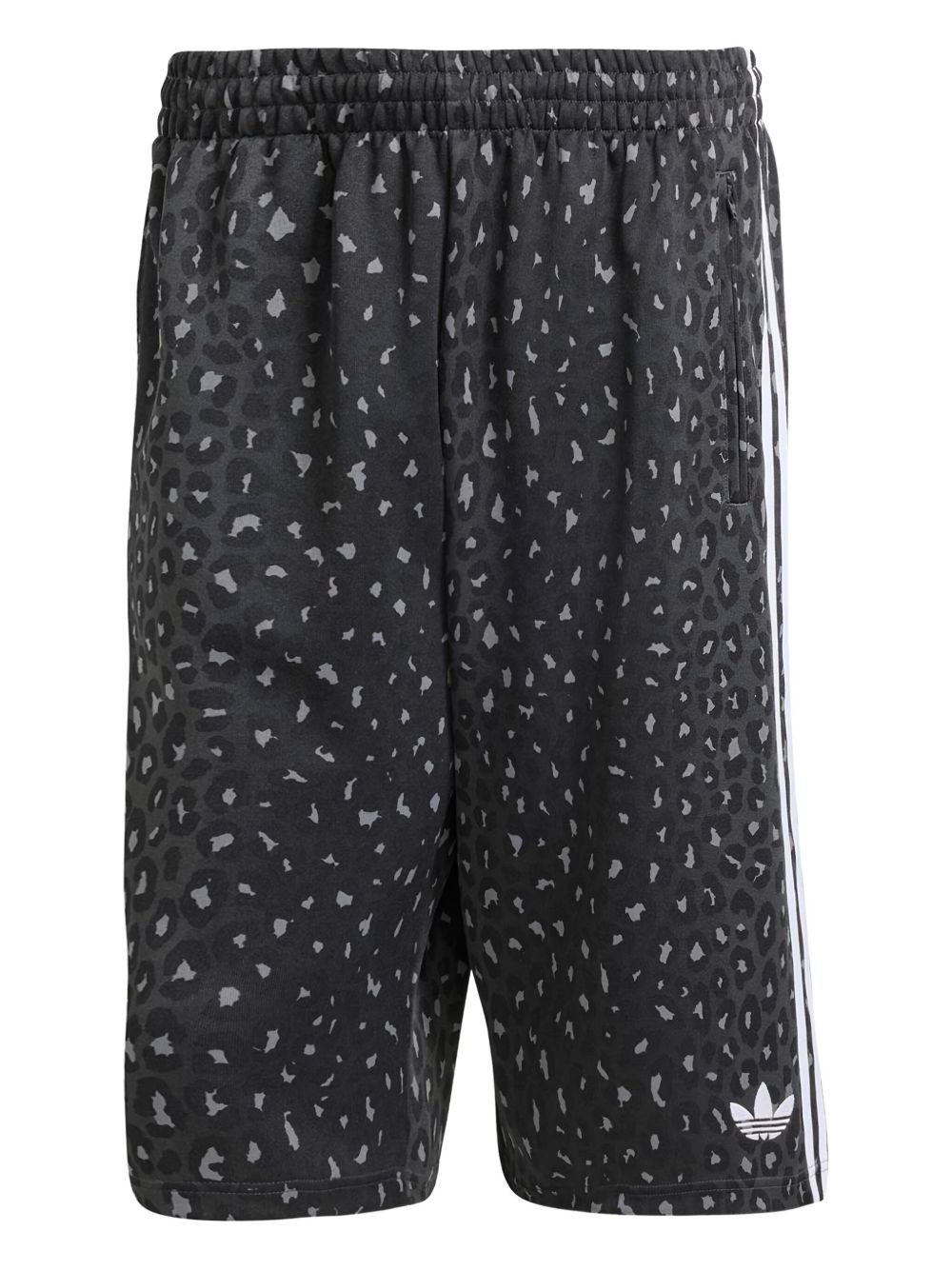leopard-print striped track shorts - 1