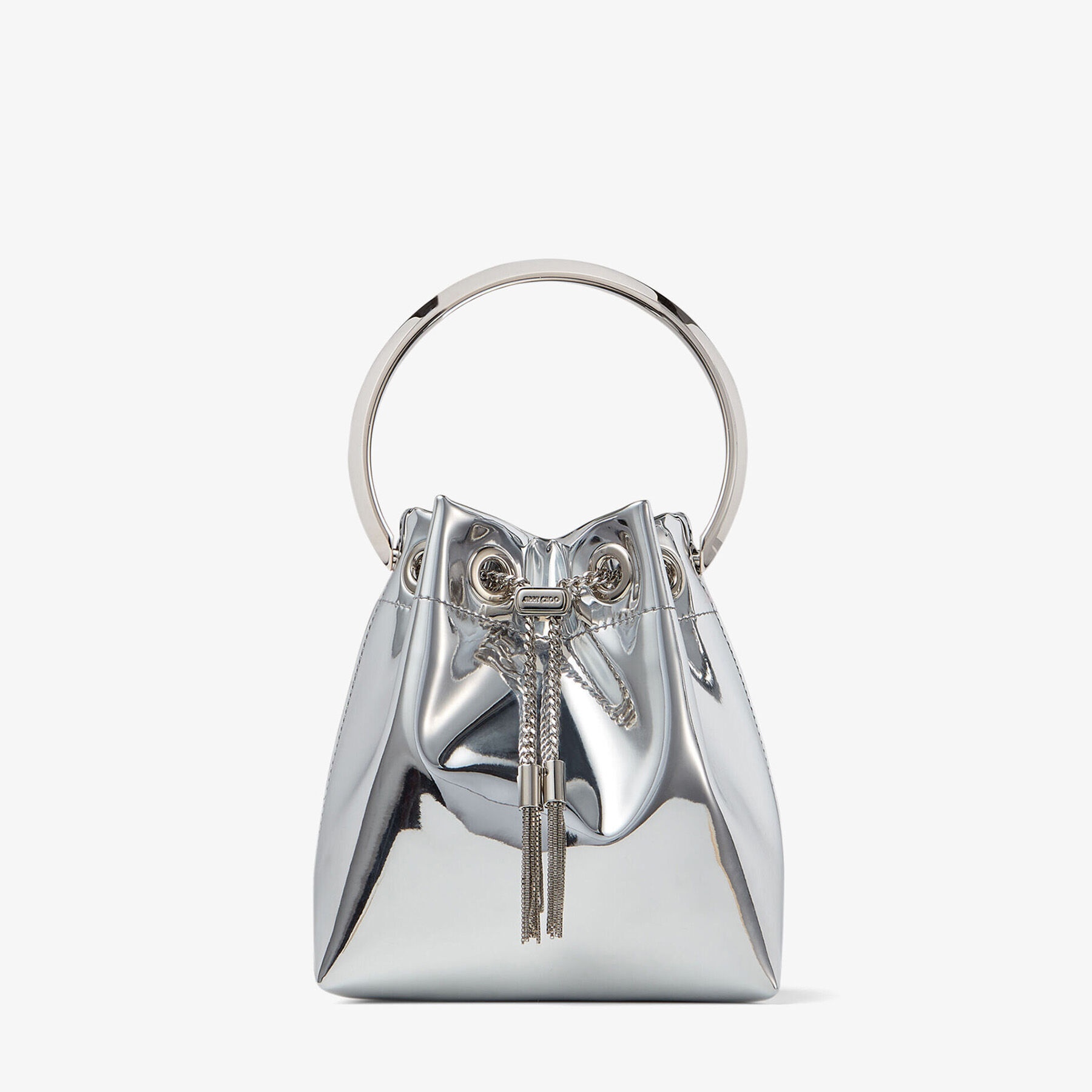 Bon Bon
Silver Mirror Fabric Mini Bag with Metal Handle - 1