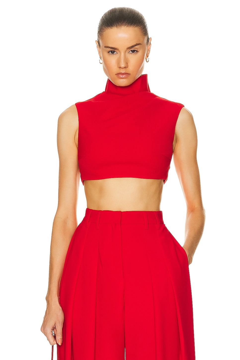 Turtleneck Sleeveless Crop Top - 1