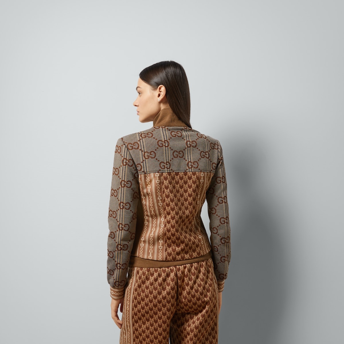G rhombus jersey jacquard zip jacket - 6