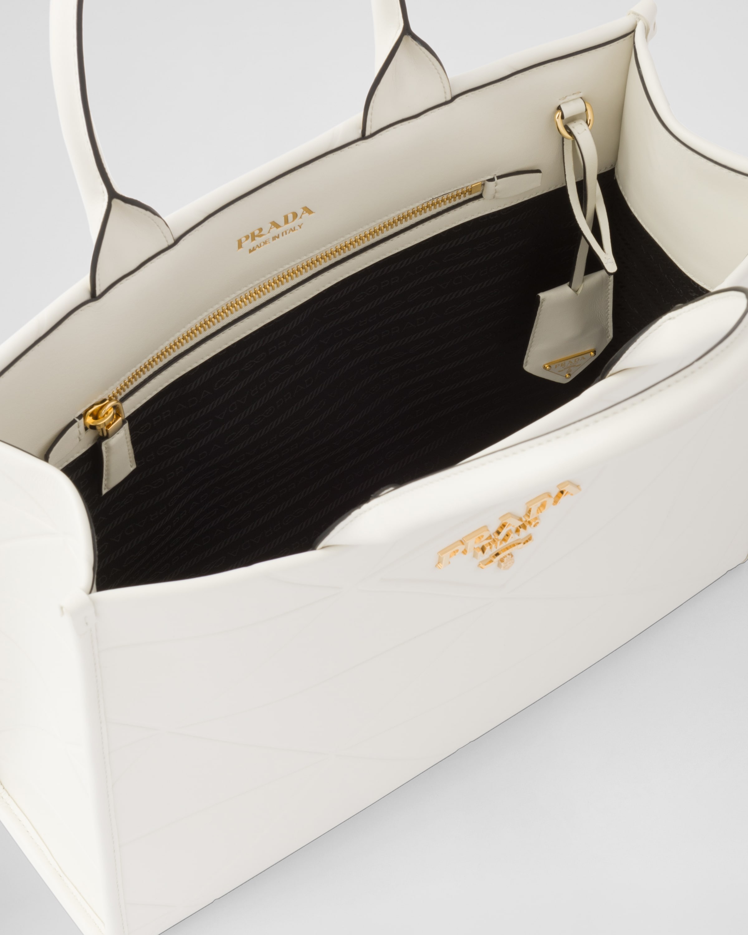 Prada Medium Leather Symbole Tote Bag With Topstitching