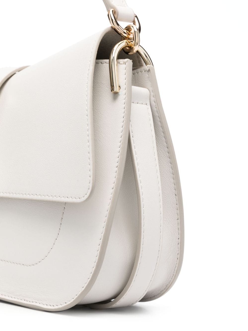 logo-buckle leather shoulder bag - 4