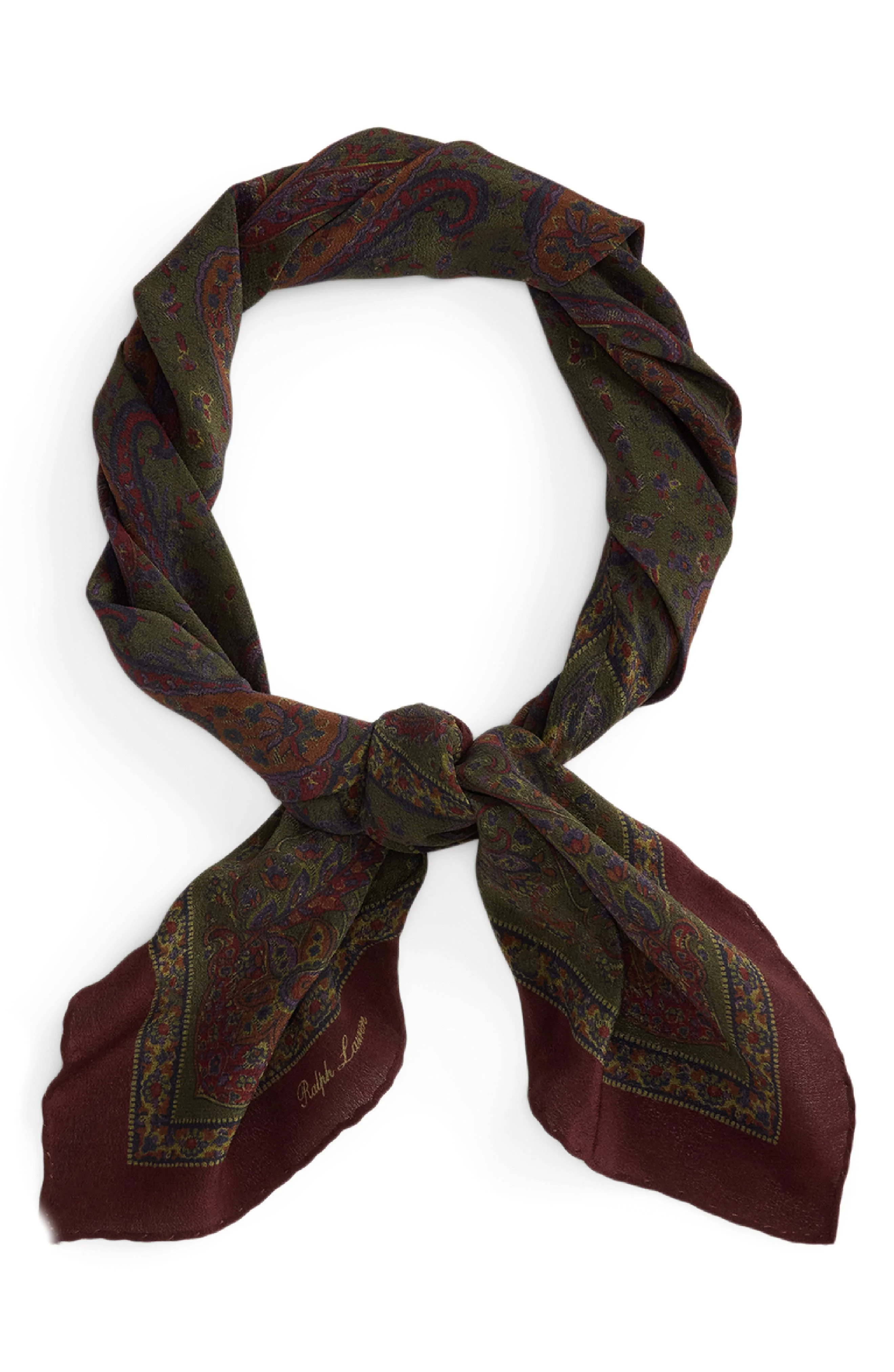 Ralph Lauren Purple Label Paisley Silk Neckerchief in Wine Multi at Nordstrom - 1
