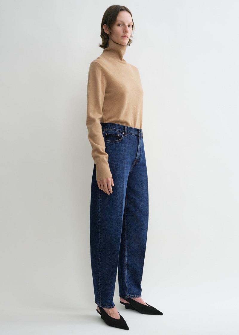 Wide tapered leg denim dark blue 3