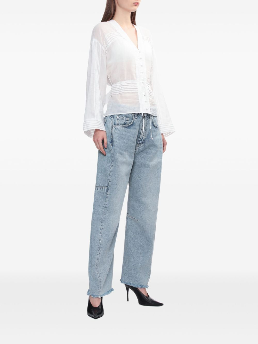 Viviana pintuck V-neck shirt - 2