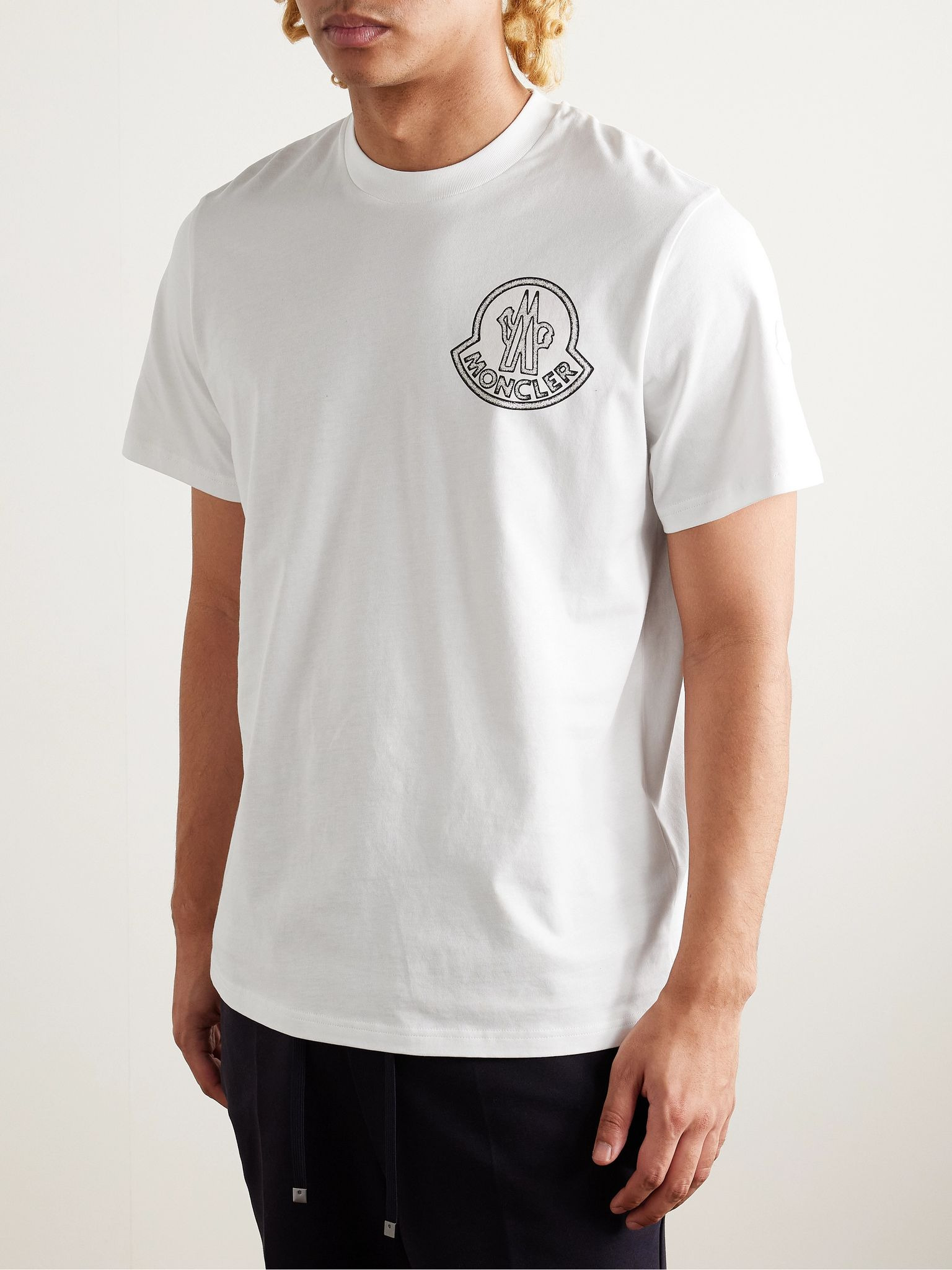 Logo-Print Appliquéd Cotton-Jersey T-Shirt White - 3