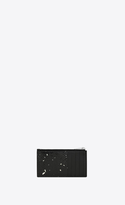 SAINT LAURENT cassandre fragments zipped card case in metallizd python-embossed leather outlook