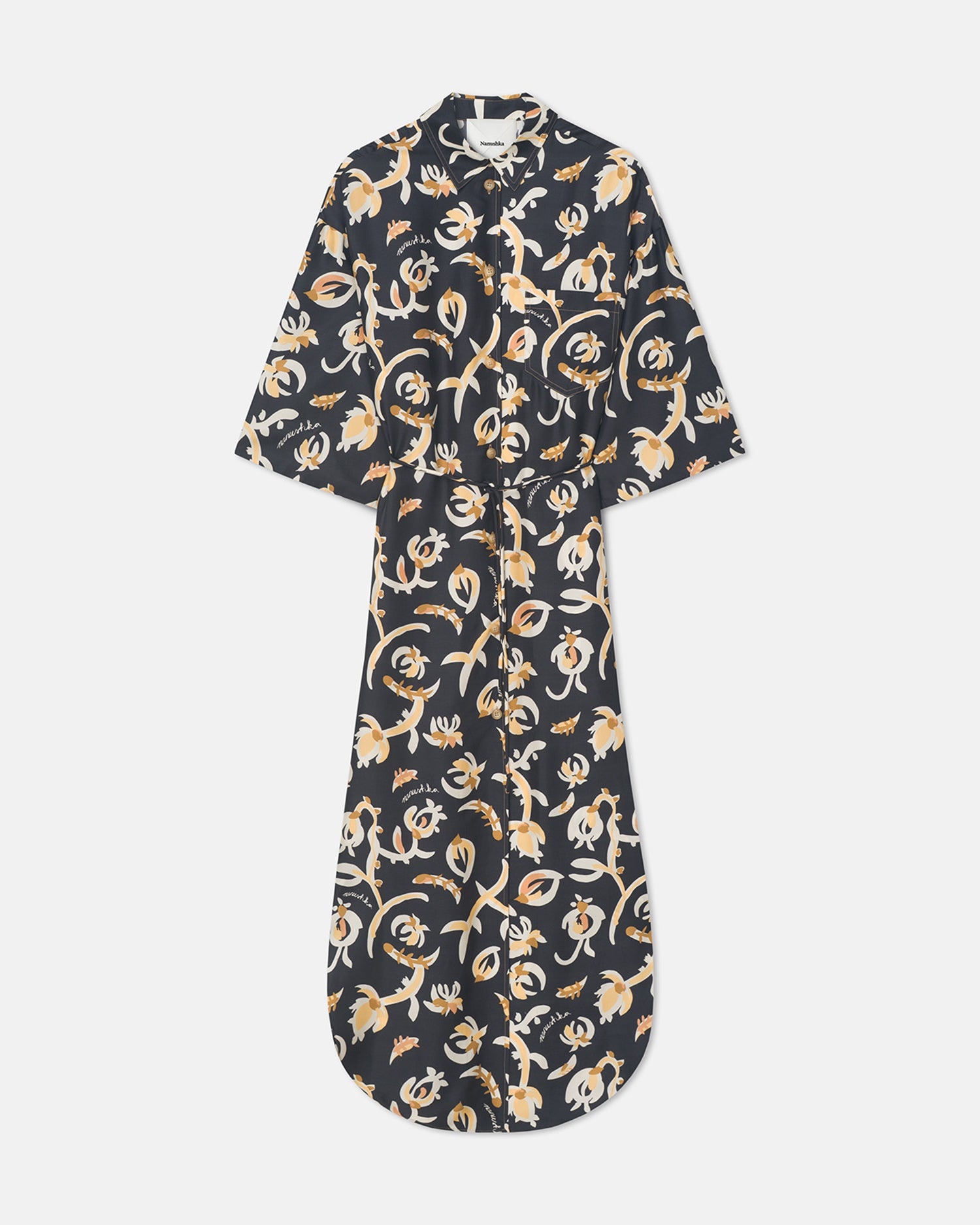 Printed Silk Twill Shirt Dress - 1