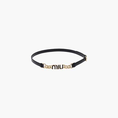 Miu Miu Brushed leather belt with logo outlook