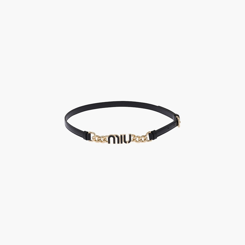 Miu Miu Brushed leather belt with logo outlook