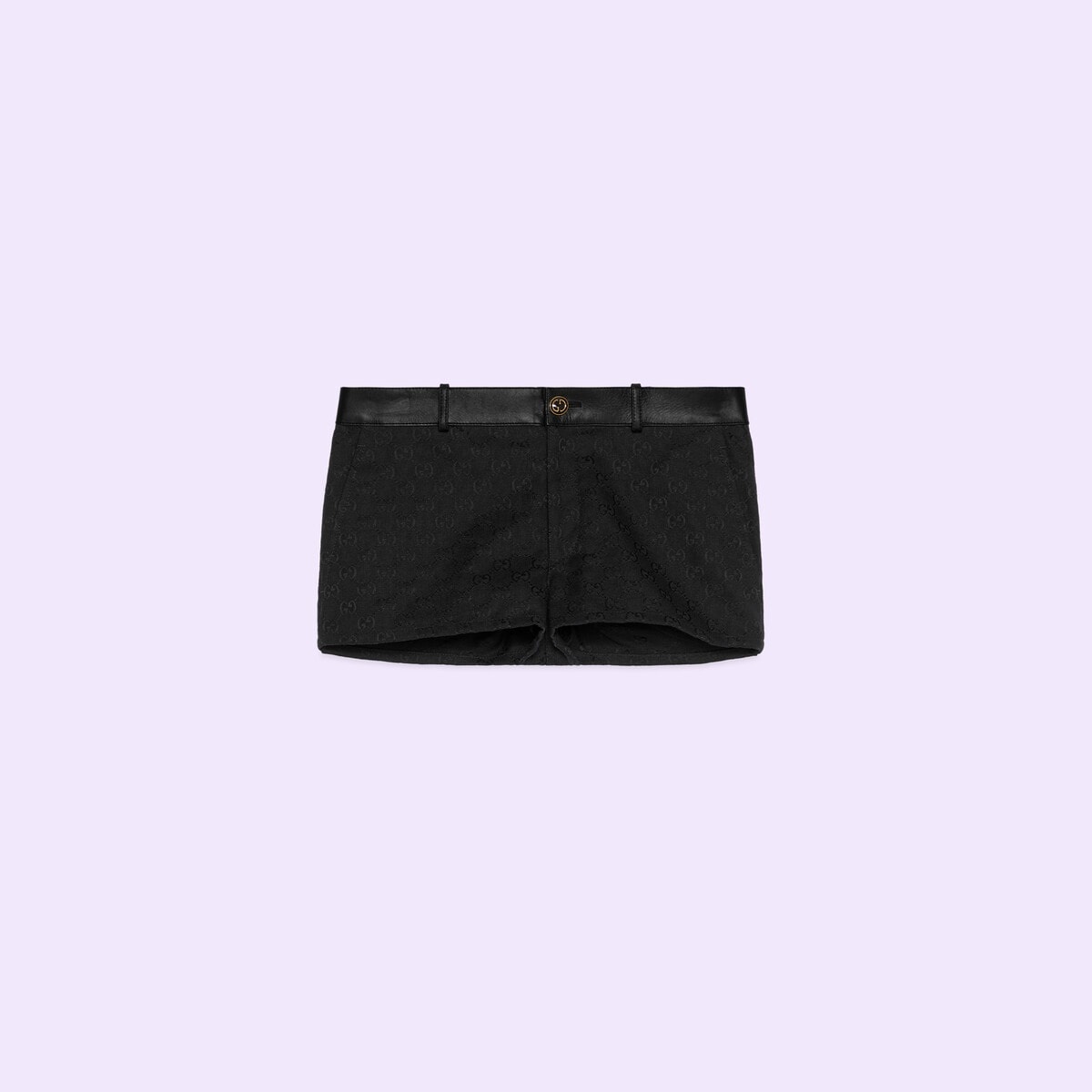 Gucci Black Leather Trim Monogram Shorts - Farfetch