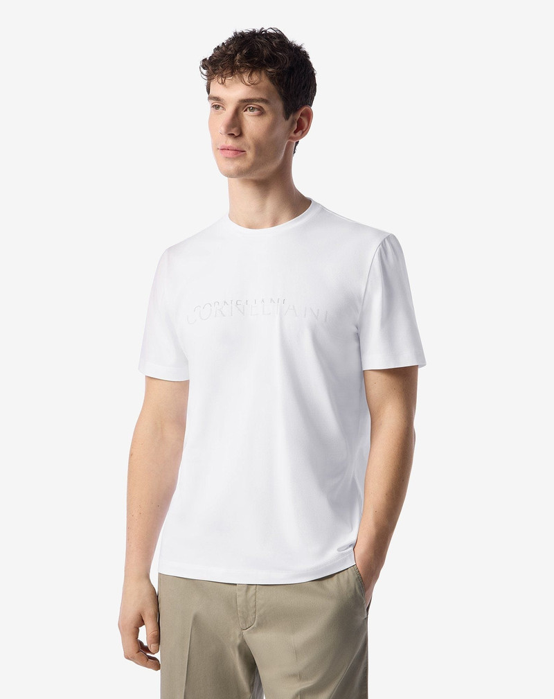 CORNELIANI White stretch jersey crew neck t-shirt outlook