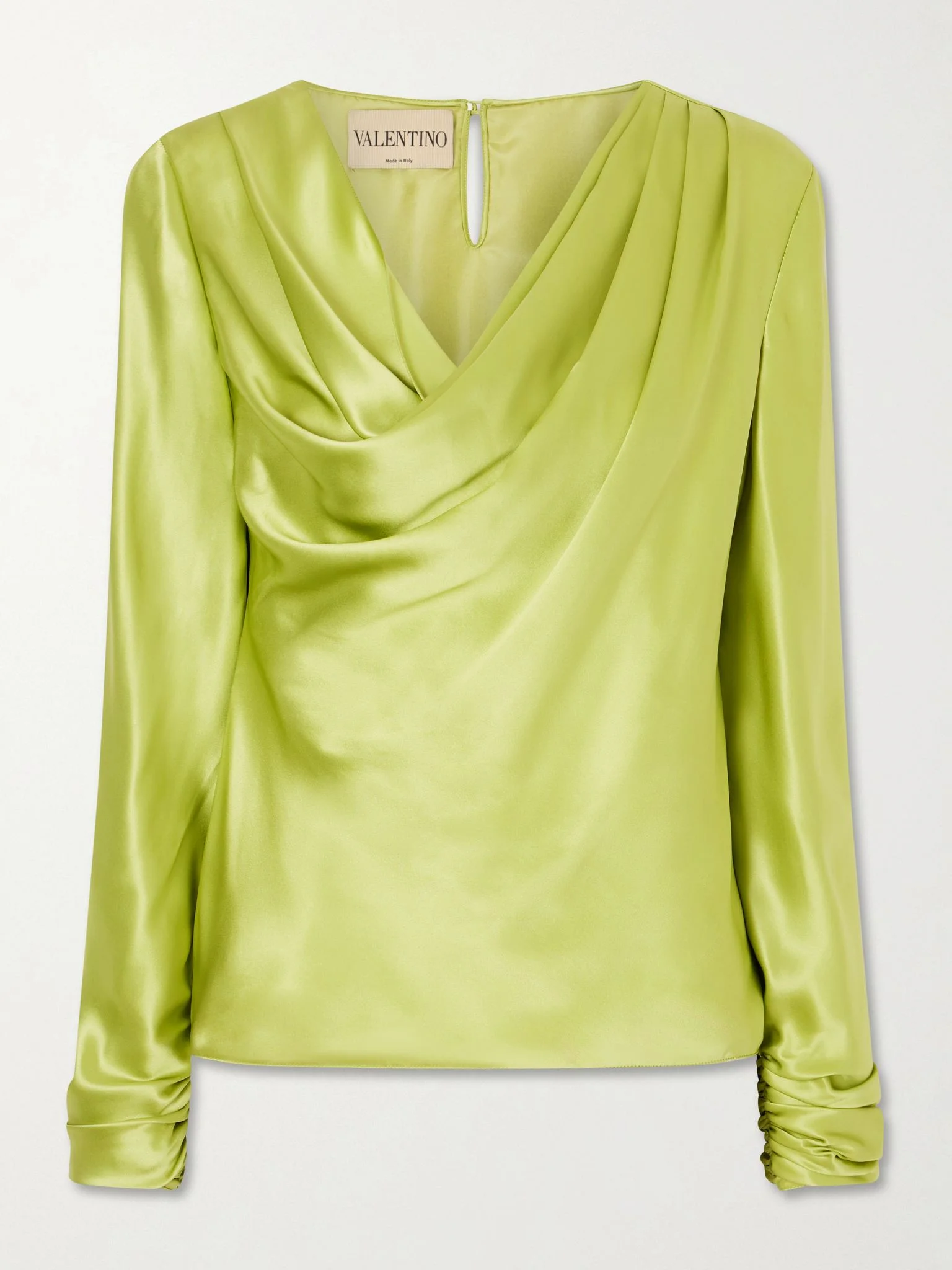 Silk-satin blouse Lime green - 1