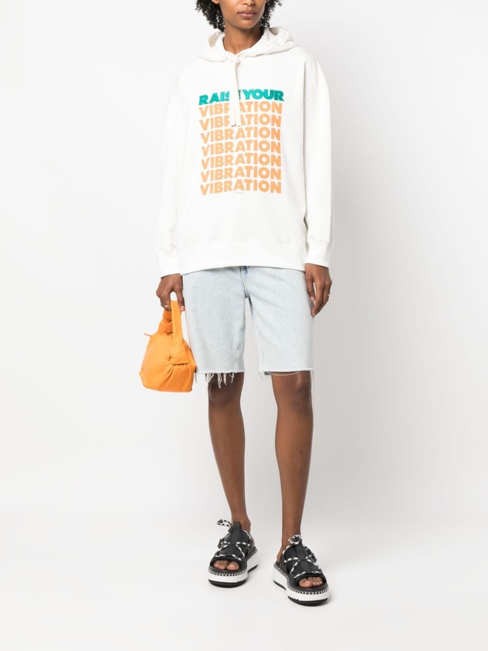 Discman slogan-print cotton hoodie - 2