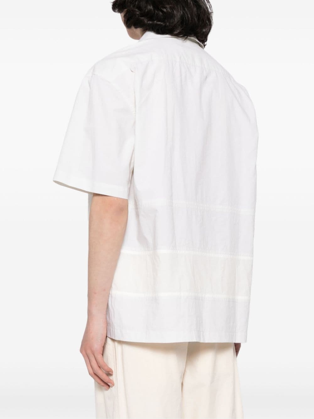 panelled cotton short-sleeve shirt - 4