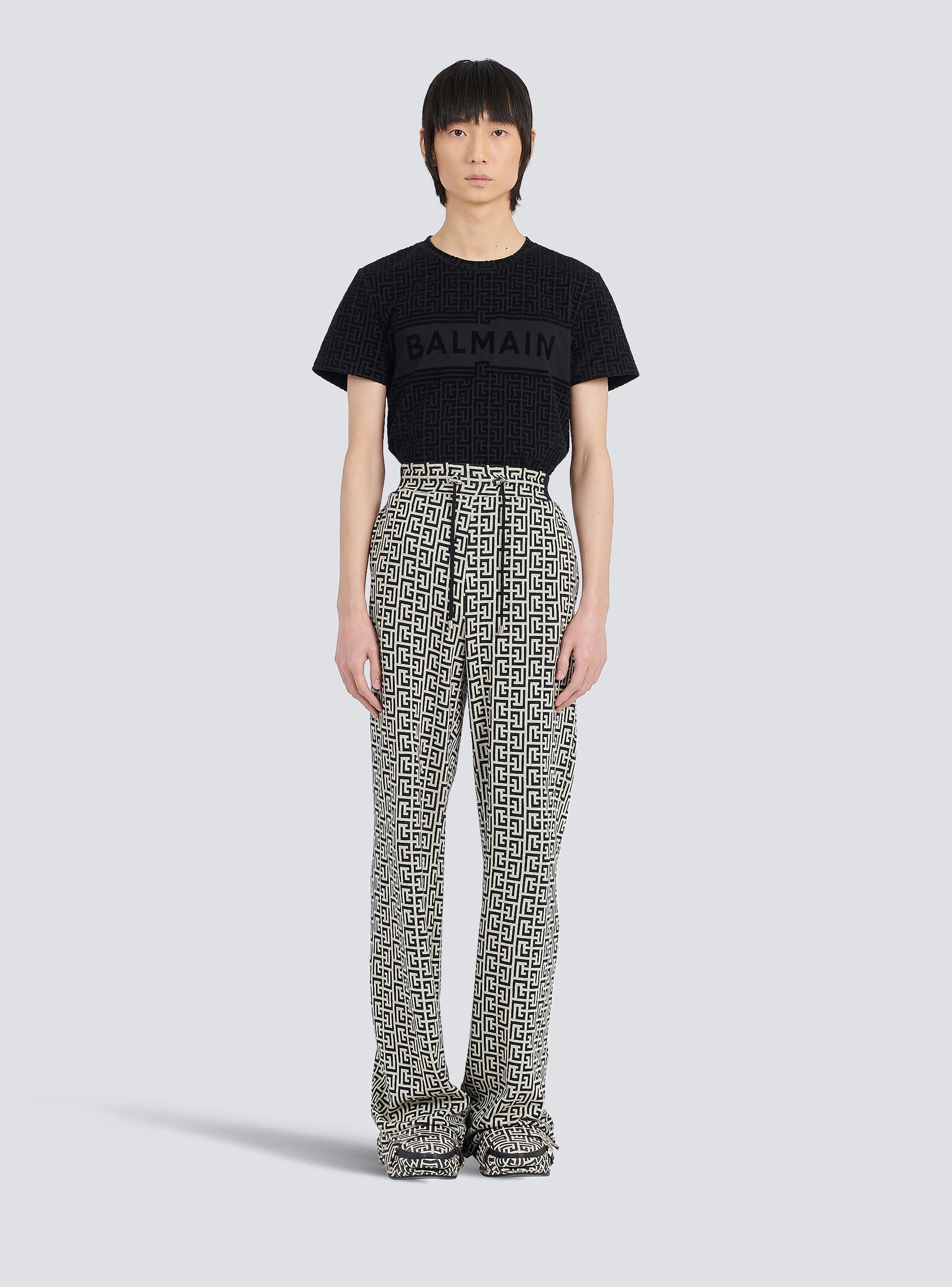 Wide jersey Balmain monogram pants - 3