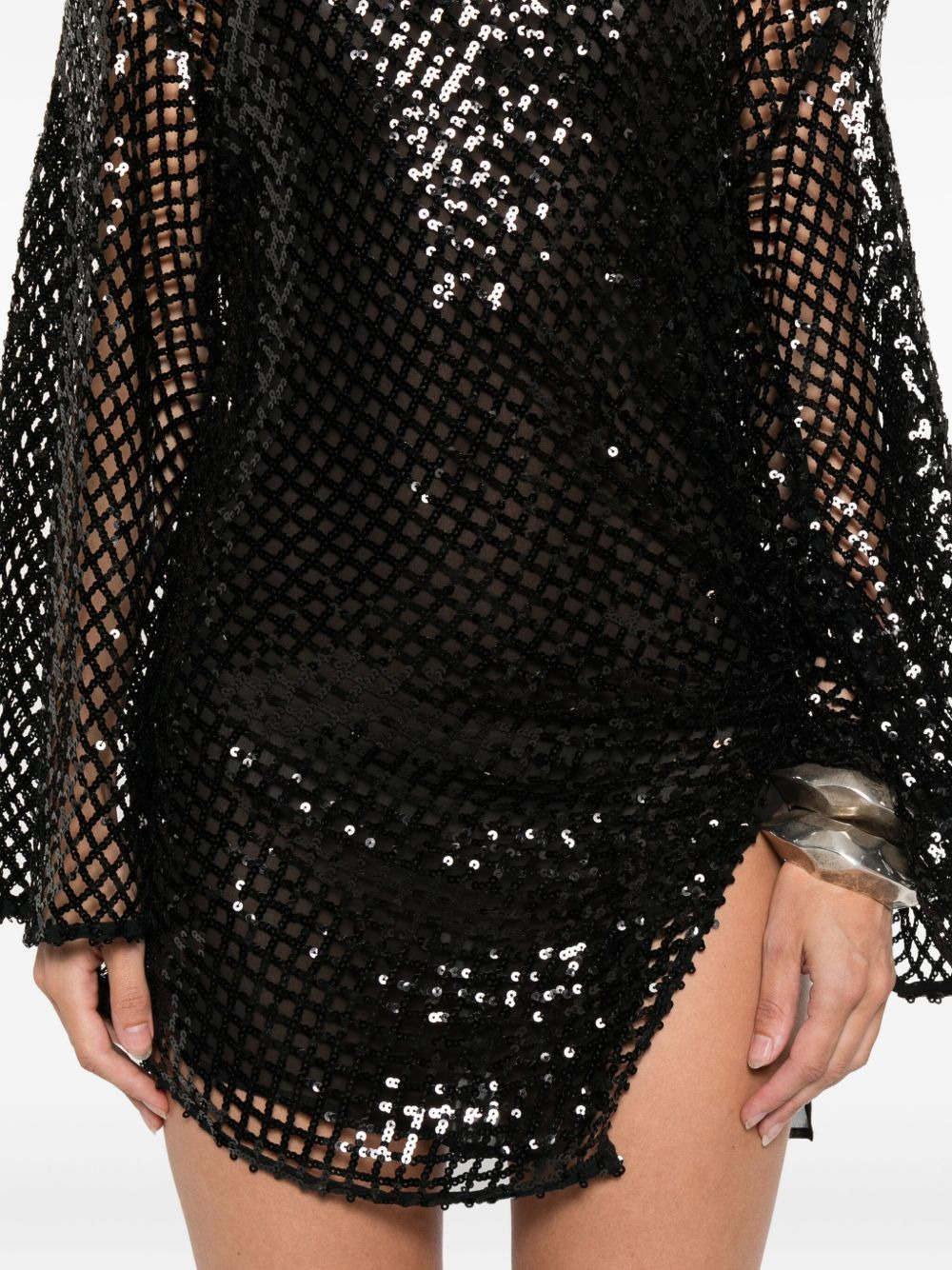 mesh rushed mini dress - 5