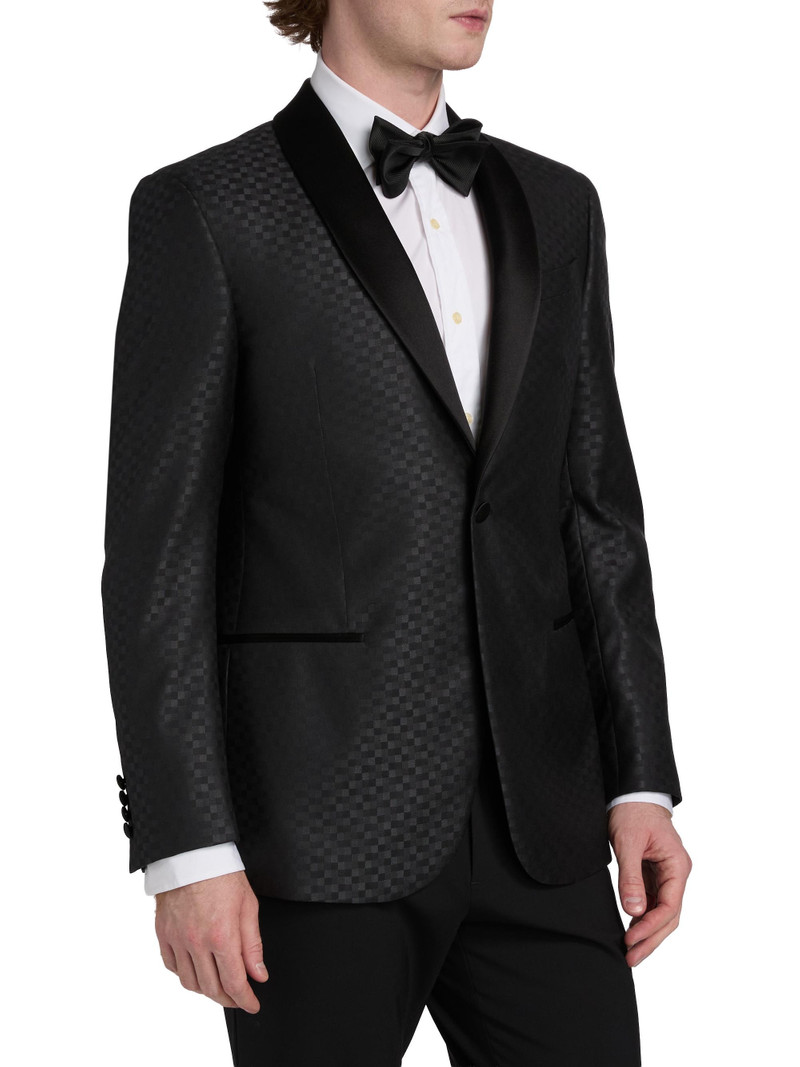 Men's Tonal Check Virgin Wool-Silk Dinner Jacket - Dark Grey 4