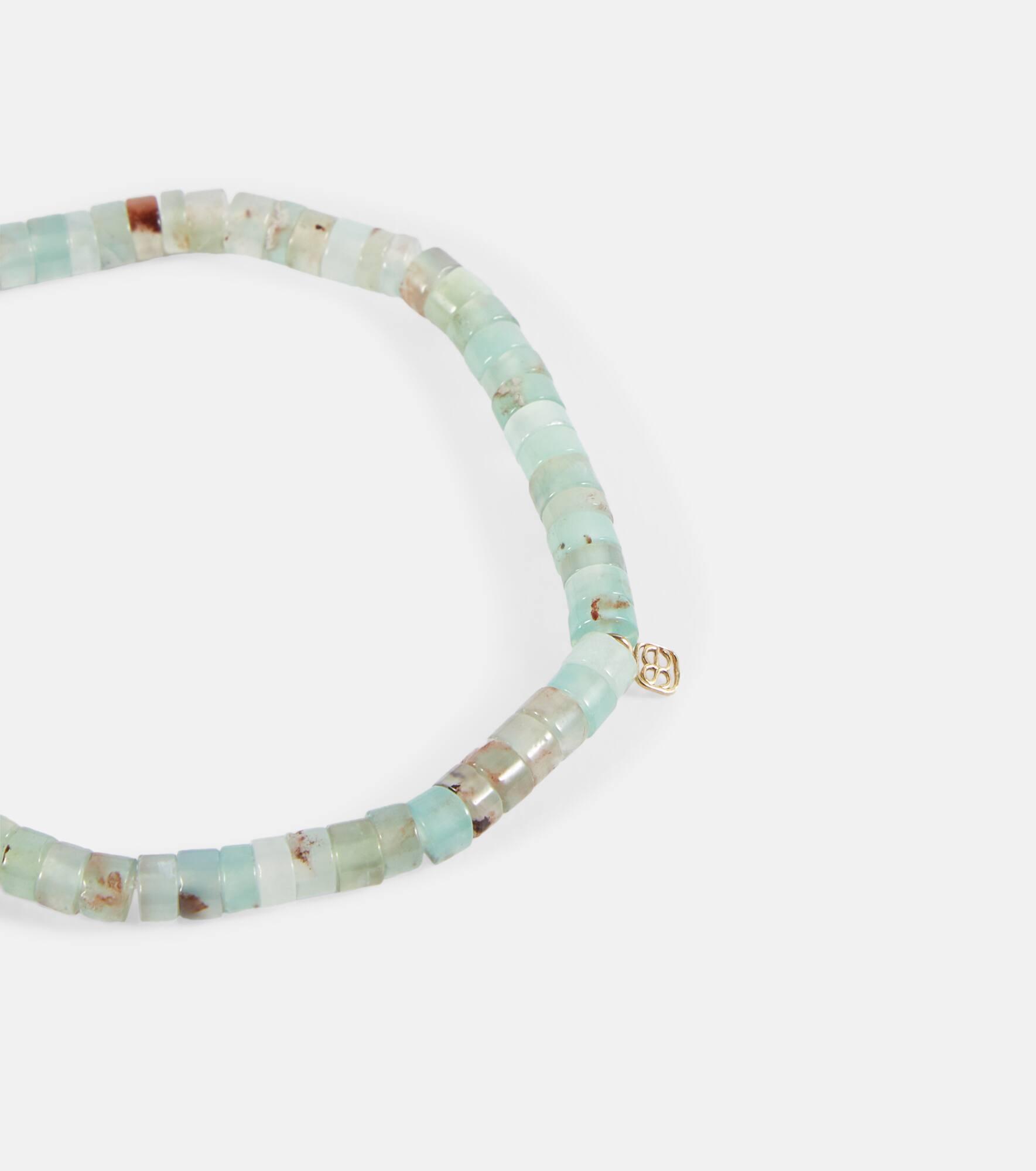 14kt gold Moroccan charm beaded bracelet with diamond - 4