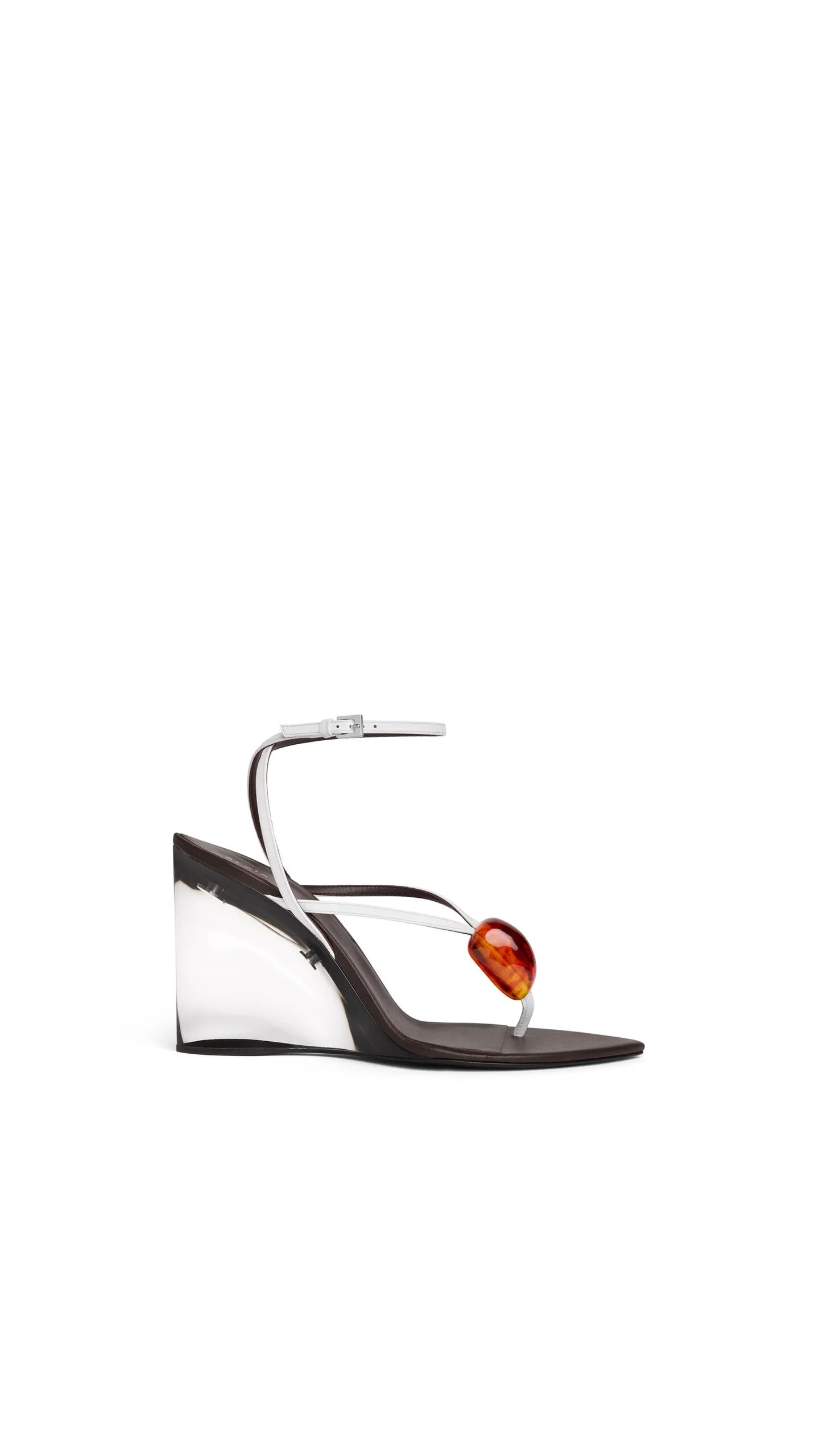 INVISIBLE JEWEL WEDGE SANDALS IN PATENT CALFSKIN - 1