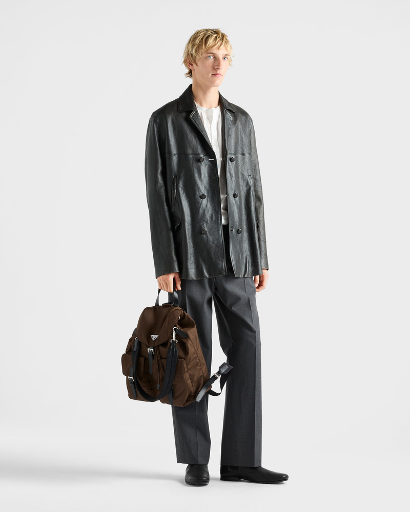 Prada Double-breasted nappa leather caban jacket outlook