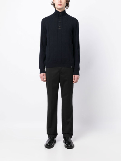 Brioni roll neck button-front cashmere jumper outlook