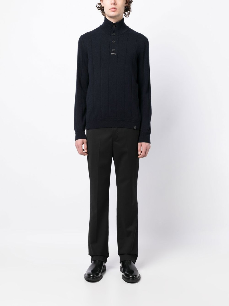 Brioni roll neck button-front cashmere jumper outlook