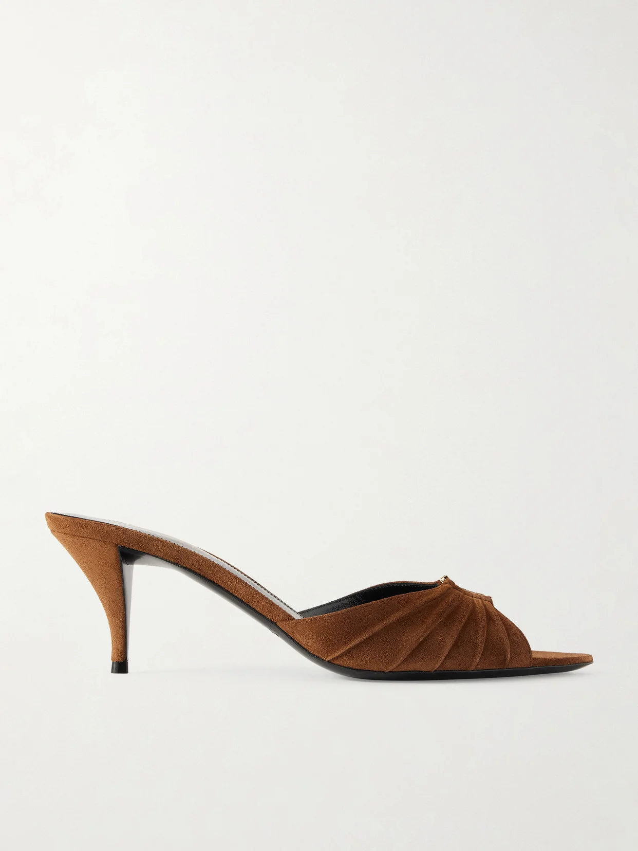 Babylone Embellished Gathered Suede Mules - 1