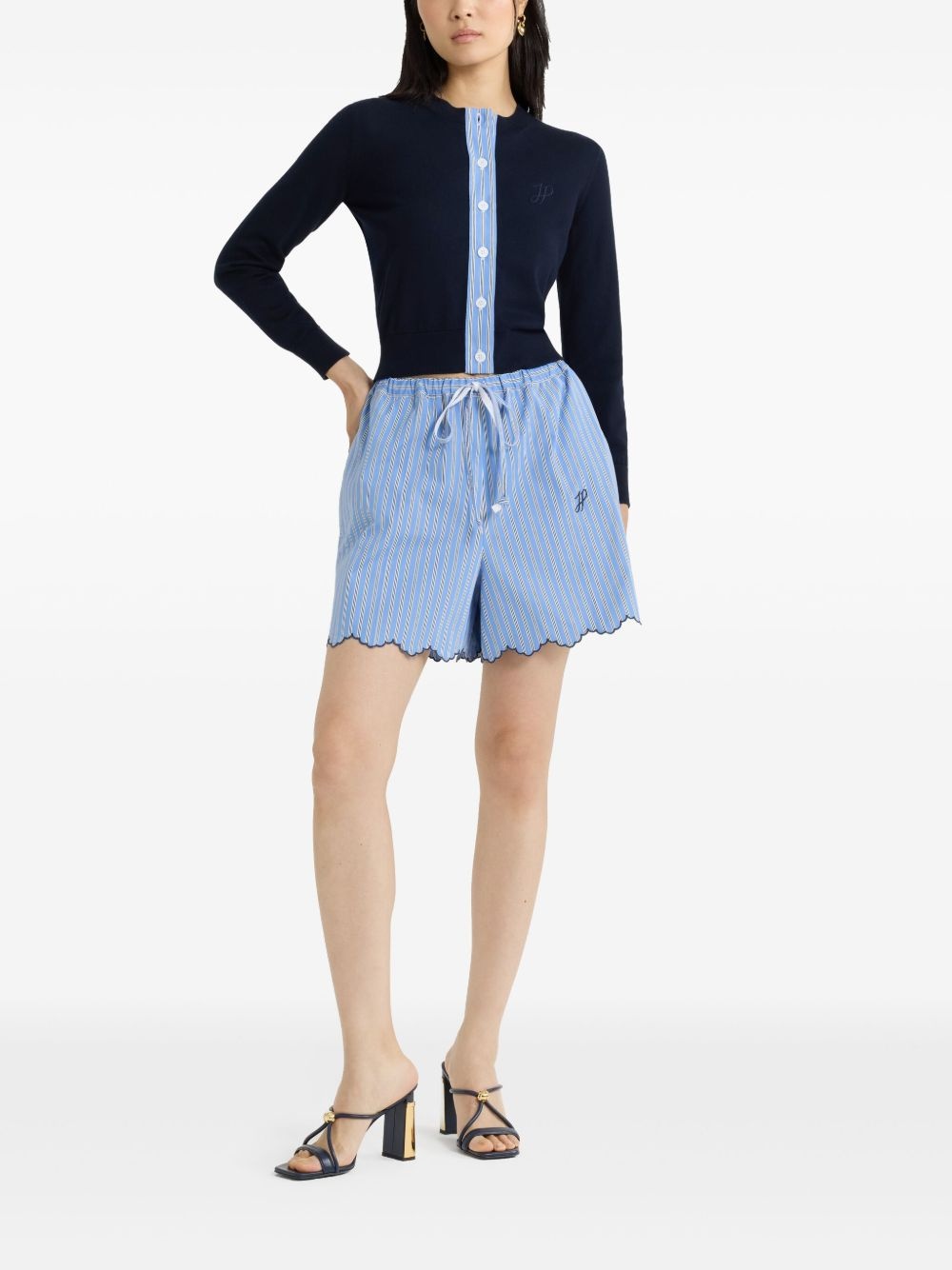 striped drawstring shorts - 2