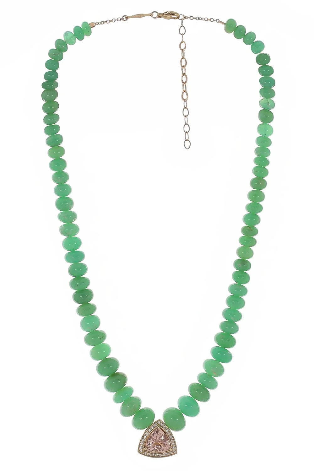 Chrysoprase Morganite Beaded Necklace - 1