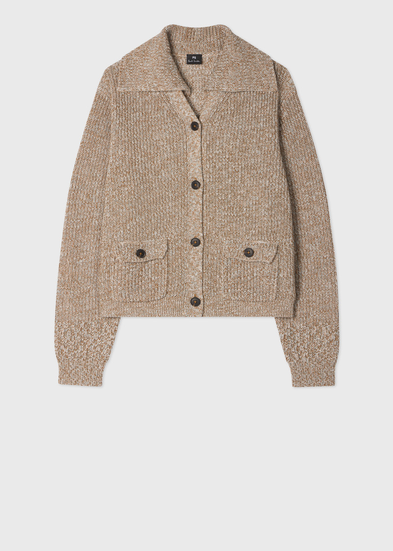 Women's Cream Marl Knit Shawl Cardigan 1