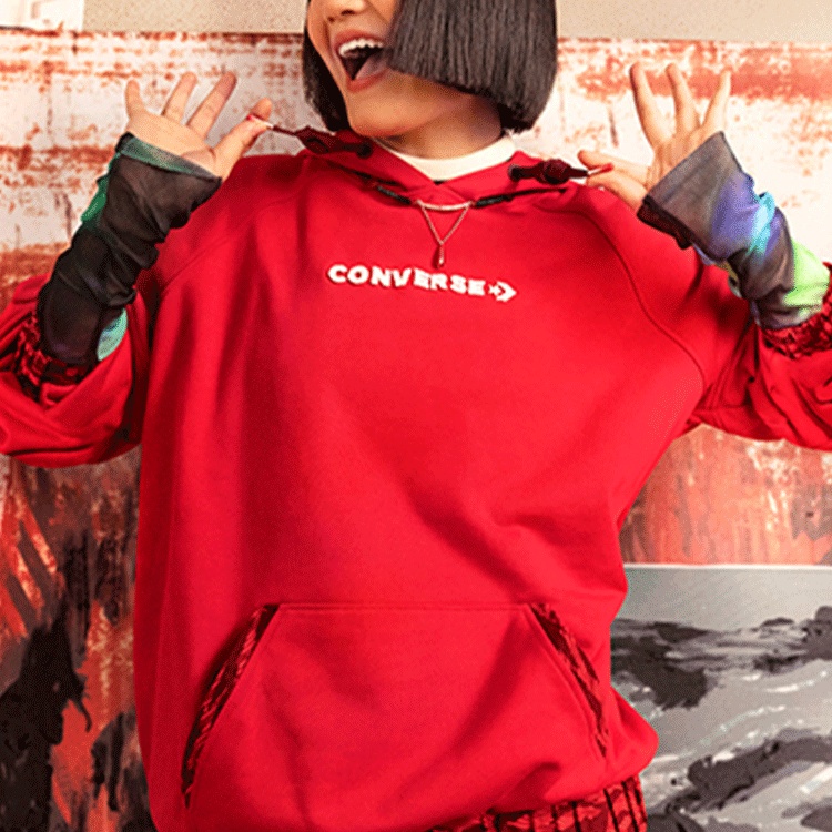(WMNS) Converse New Year Series Tiger Stripes Hoodie Red 10024158-A01 - 5
