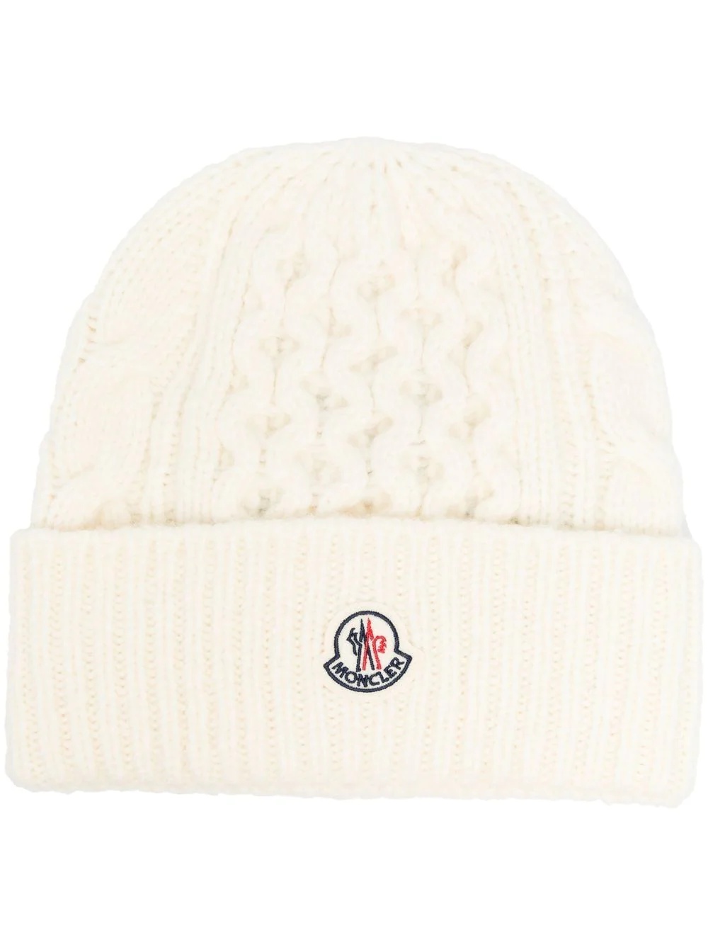 cable-knit logo-patch beanie - 1