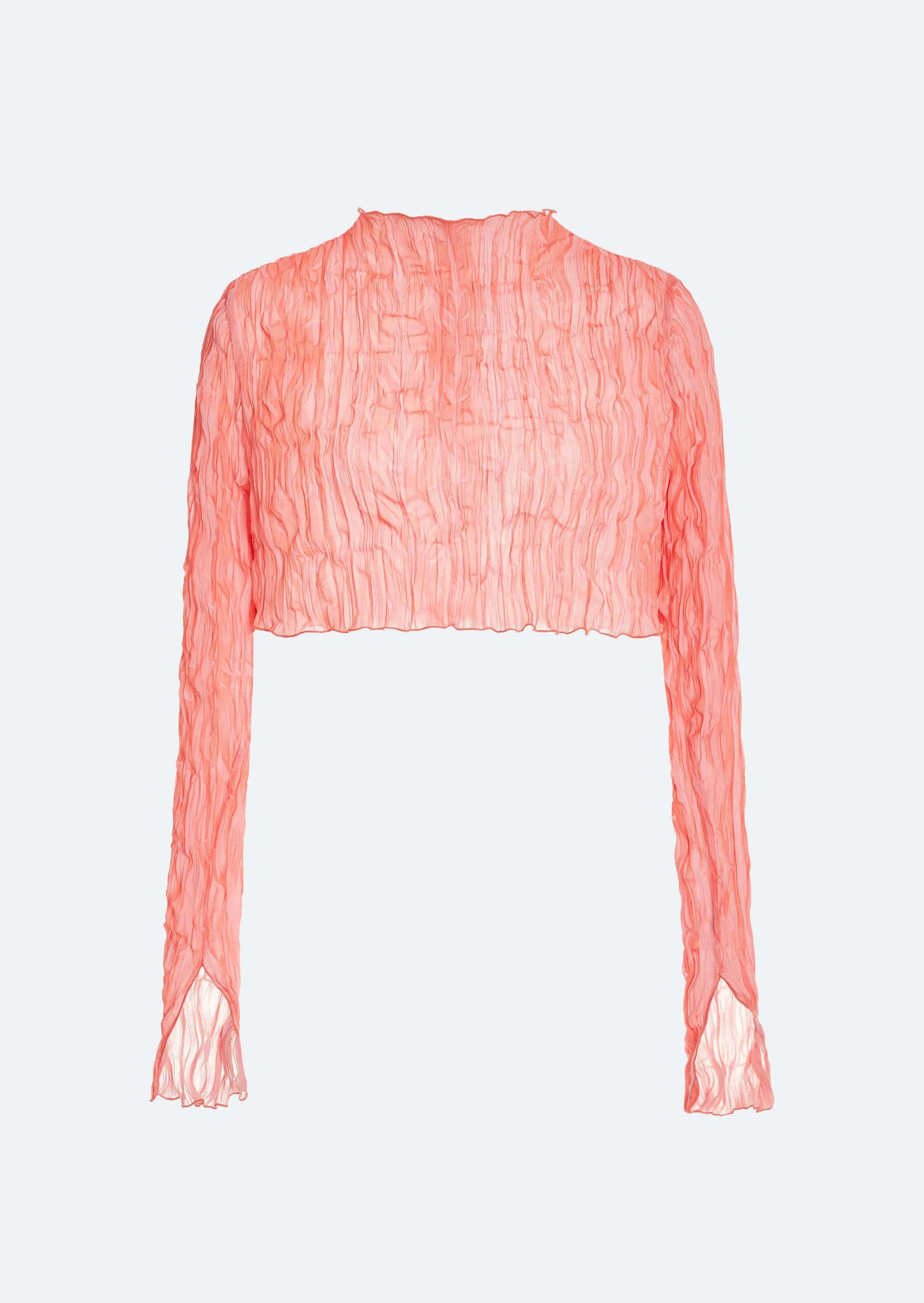 Pleated Georgette High Neck Top - 1