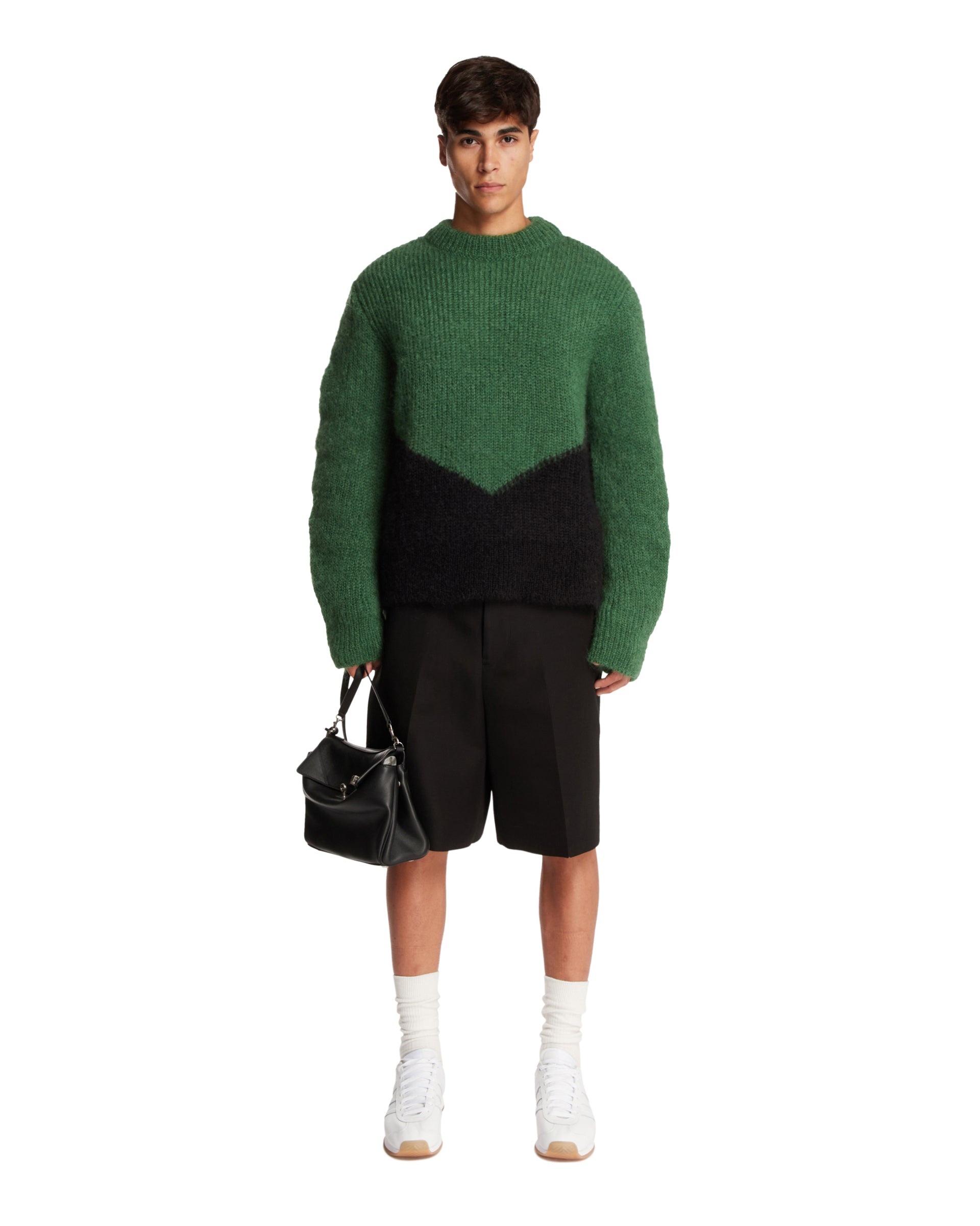Green Wool Blend Crewneck Sweater - 2