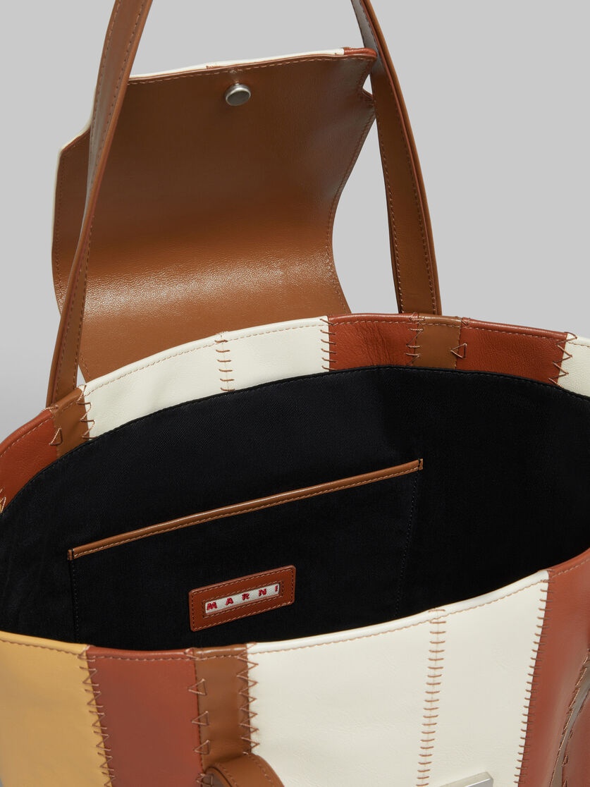 CREAM, BROWN, AND BEIGE LEATHER TRUNKAROO MEDIUM BAG - 4