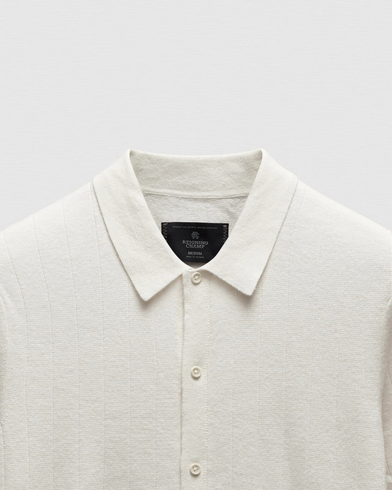 Reigning Champ Cotton Linen Stripe Piazza Shirt - Ivory outlook